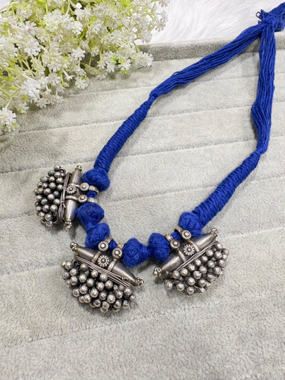 Ghunghurika Rangsutra Thread Necklace | Silver Tone Jhumka Thread Necklace | Traditional Indian Ethnic Jewellery