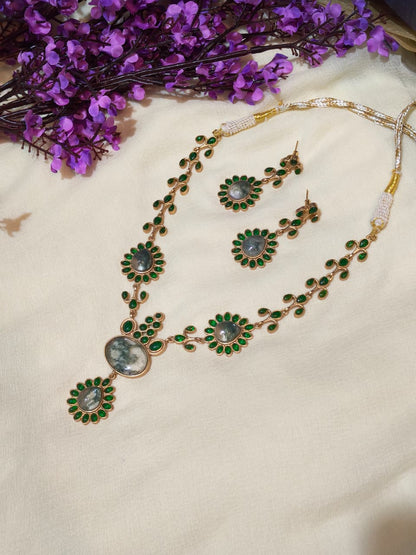 Rangmohini Premium Monalisa Stone Necklace | Premium Monalisa Stone Necklace for Women | Elegant Traditional Indian Ethnic Jewellery