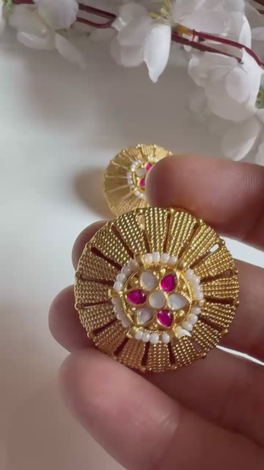 Suvarnaprabhā Kundan Matt Earrings | Gold Matt Kundan Earrings with Apala Polish | Traditional Indian Jewellery