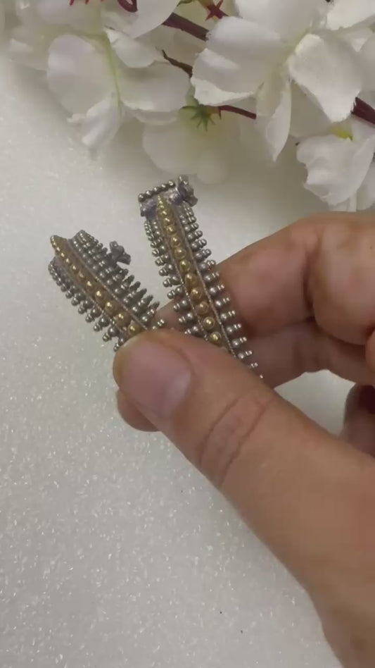 Rajvanshi Veera Dual Tone SLA Openable Kada | Traditional Oxidised Silver & Gold Beaded Bangle | Premium Ethnic Jewellery | Alankrent