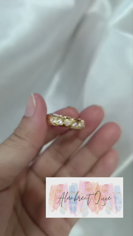 AuraProof GeoGlow Ring | Anti-Tarnish 18K Gold Plated Geometric Band | Waterproof 316L Stainless Steel