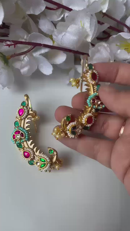 Statement Pacchi Kundan Semi-Silver Earcuff – Festival & Party Wear