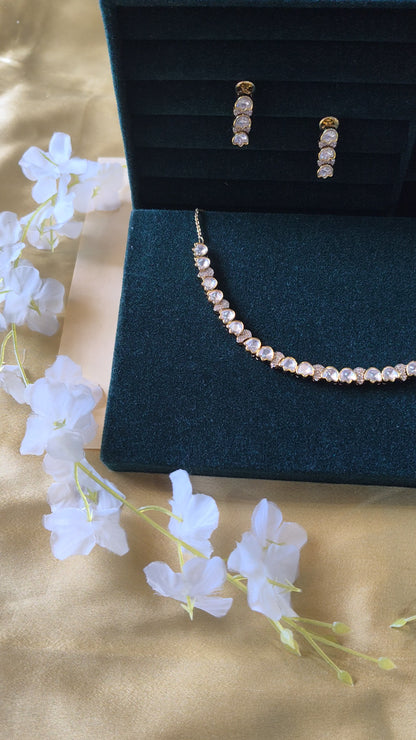 Zivara Victorian Maharani Polki Moissanite Necklace Set Minimal Bridal Wedding | Premium Indian Jewellery