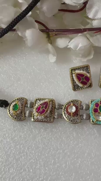 Aarohi Firoza & Kundan Dual-Tone Choker Necklace Set