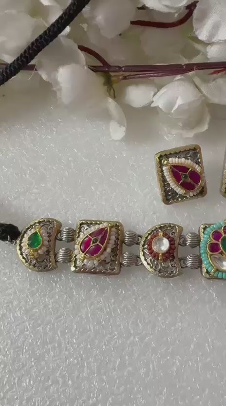 Aarohi Firoza & Kundan Dual-Tone Choker Necklace Set