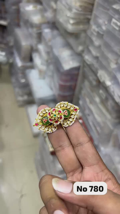 Ratnashree Heritage Jadtar Pacchi Kundan Dual Finger Ring | Premium Traditional Statement Ring for Women