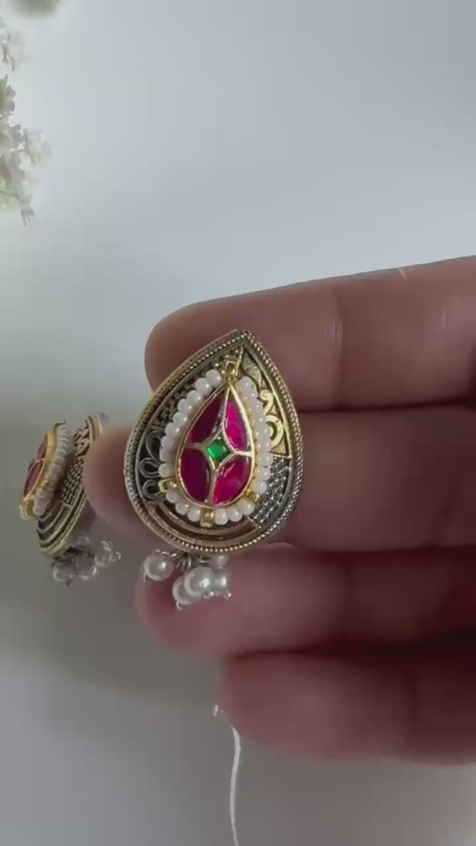 Rajavalli Dvayvarna Kundan Earrings | SLA Dual Tone Kundan Fusion Earrings | Traditional Indian Ethnic Jewellery
