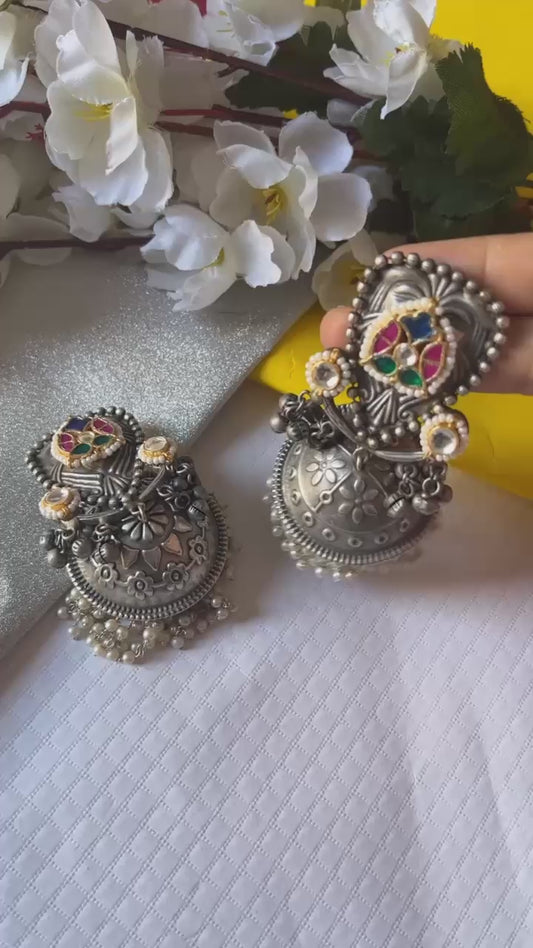 ShreePatra SLA Kundan Fusion Jhumka Earrings – Alankrent Exclusive