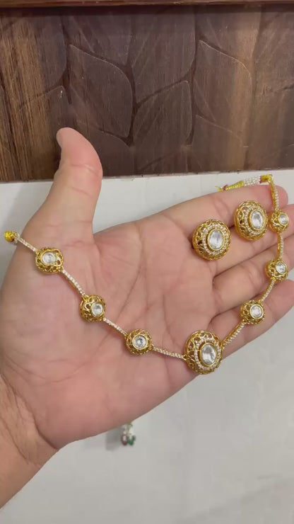 ELIORA Moissanite Hasli | Premium Moissanite Necklace Set | Brass Base | Diamond Shine Jewellery