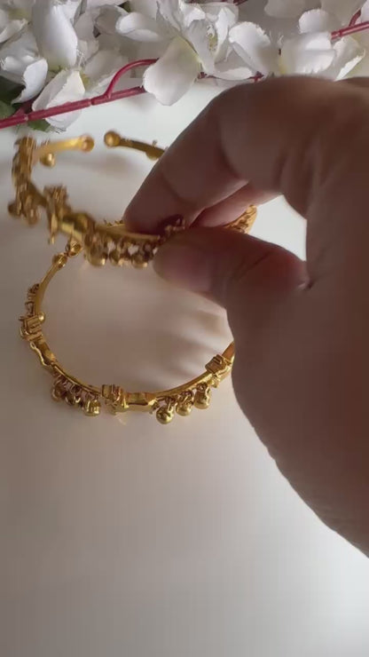 Vrindavan Ghungroo Openable Heritage Bangle | Dual Tone & Antique Gold | Alankrent Luxe
