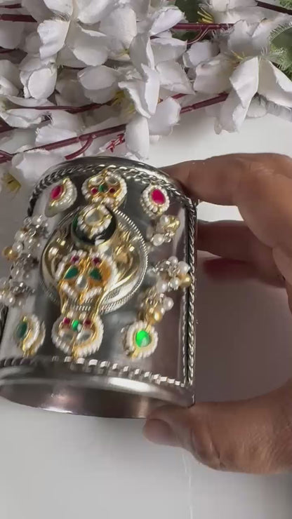 Rajatkirti Kundan Kada | Premium Statement Kundan Kada with SLA Polish | Brass-Based Traditional Indian Jewellery