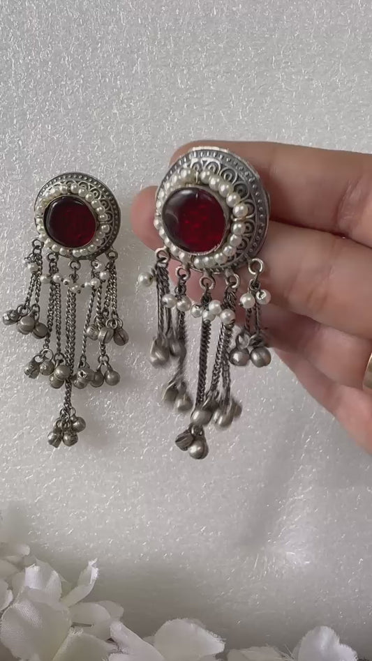Ghungharu Round Stone Earrings – Affordable Ethnic Jewelry for Women