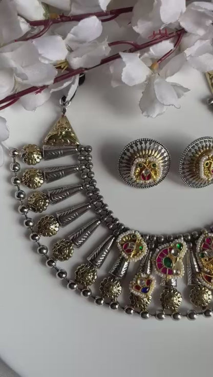 Zivara Noor Premium Kundan Hasli Necklace with Silver Look Alike Polish Online