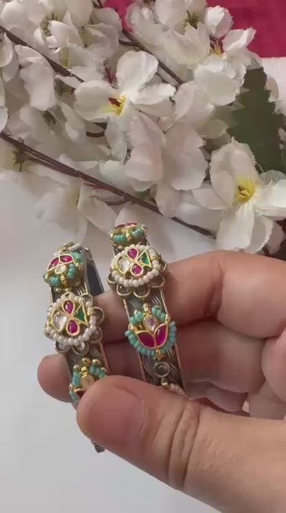 Aafreen Dual-Tone Kundan & Firoza Kada (Pair) | Small Sizes