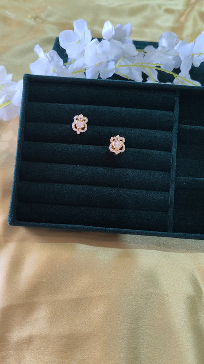 Elanira Polki CZ Diamond Stud Earrings Floral Design Elegant Occasion Jewellery | Premium Indian Jewellery