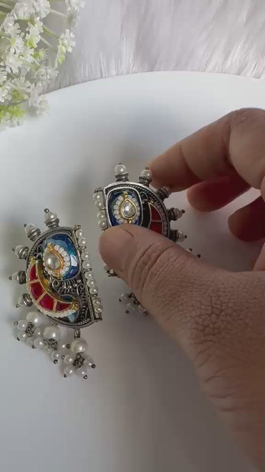 Ratnanjali Kundan Stone Fusion Earrings | Stone SLA Fusion Kundan Earrings for Women | Premium Traditional Indian Jewellery
