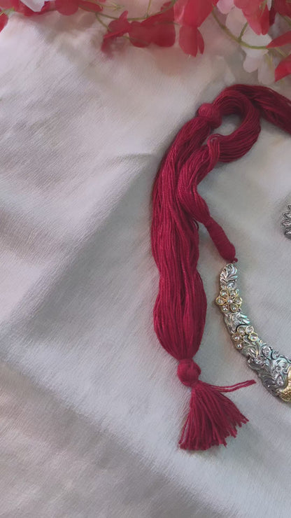 Meenakshi Kundan Hasli Necklace Set | Turquoise & White / White Ruby