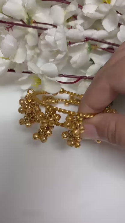 Kalashree Bangdi – Golden Polish Antique Ghungroo Kada Bangles Pair with handcrafted detailing, perfect for weddings, festive wear, and traditional outfits.