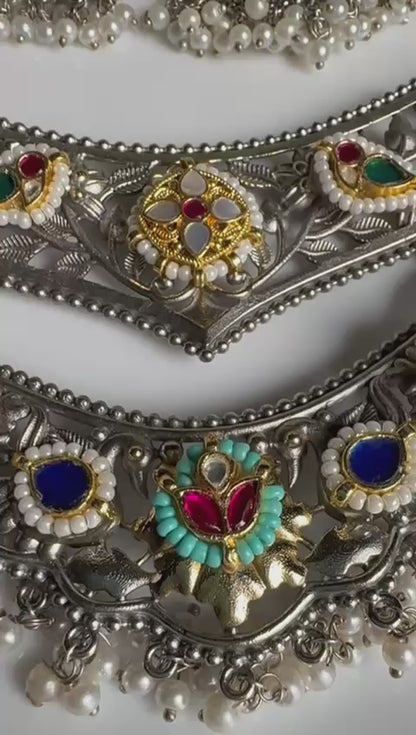 Vaidehi Kundan Fusion Hasli Necklace | Dual Tone SLA Traditional Jewellery