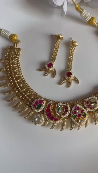 SuryaKranti Matt Gold Kundan Necklace Set – Heritage Limited Edition by Alankrent