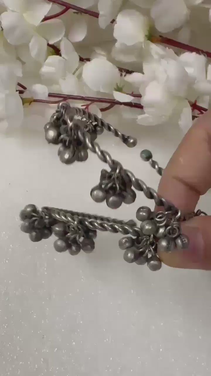 Kalashree Bangdi – German Silver Antique Ghungroo Kada Bangles Pair with traditional handcrafted detailing, perfect for Navratri, weddings, and ethnic wear.