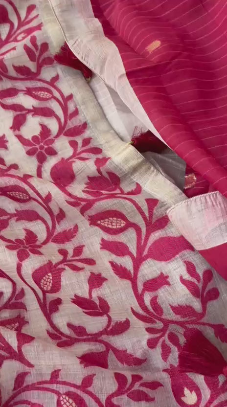 Premium Soft Linen Saree with Weaving Work Design