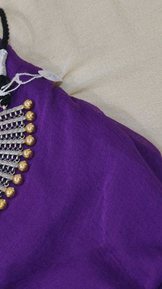 Mayurangana Dual Tone SLA Kundan Fusion Necklace | Silver Look Statement Necklace for Women | Traditional Ethnic Jewellery
