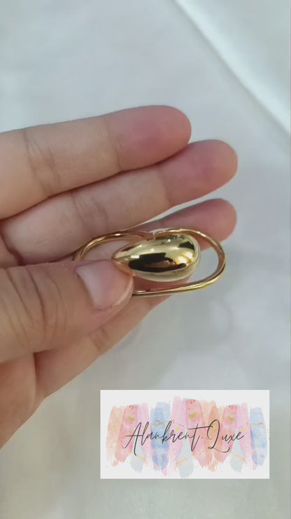 AuraProof Teardrop Ring | Anti-Tarnish 18K Gold Plated Open Ring | Waterproof 316L Stainless Steel