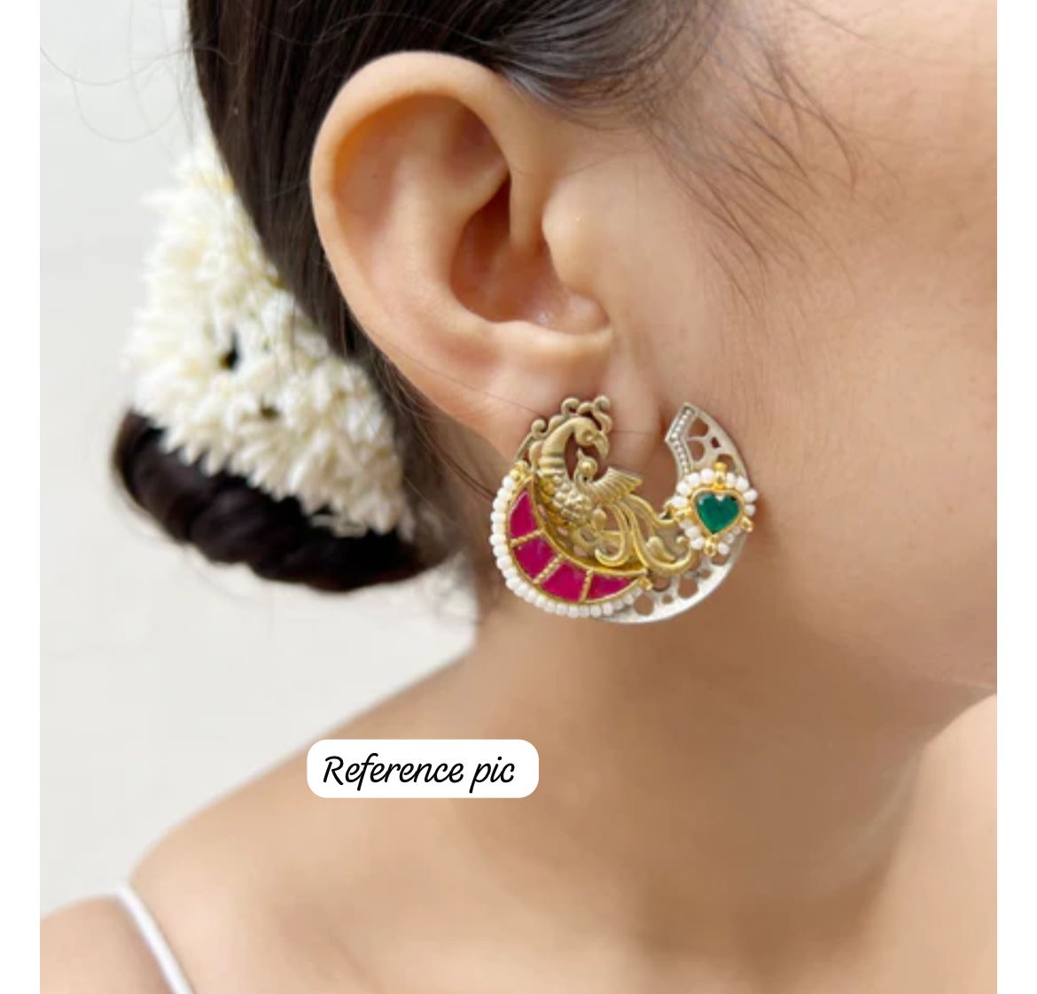 Amara Dual-Tone Peacock Kundan Statement Studs