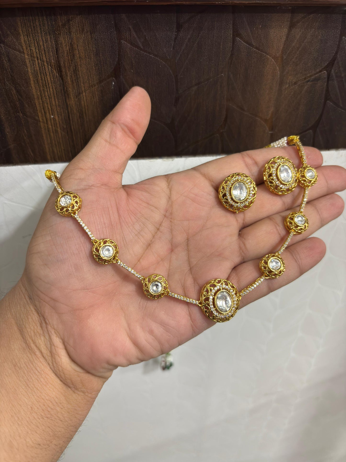 ELIORA Moissanite Hasli | Premium Moissanite Necklace Set | Brass Base | Diamond Shine Jewellery