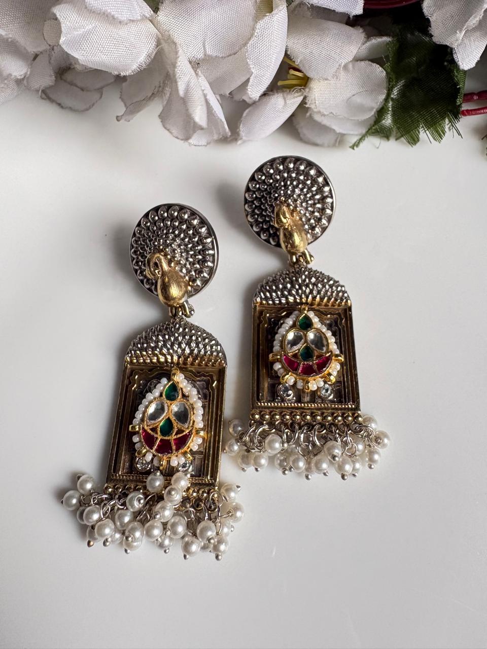 Meher Kundan Fusion Chandbali Earrings | Traditional Indian Jewellery