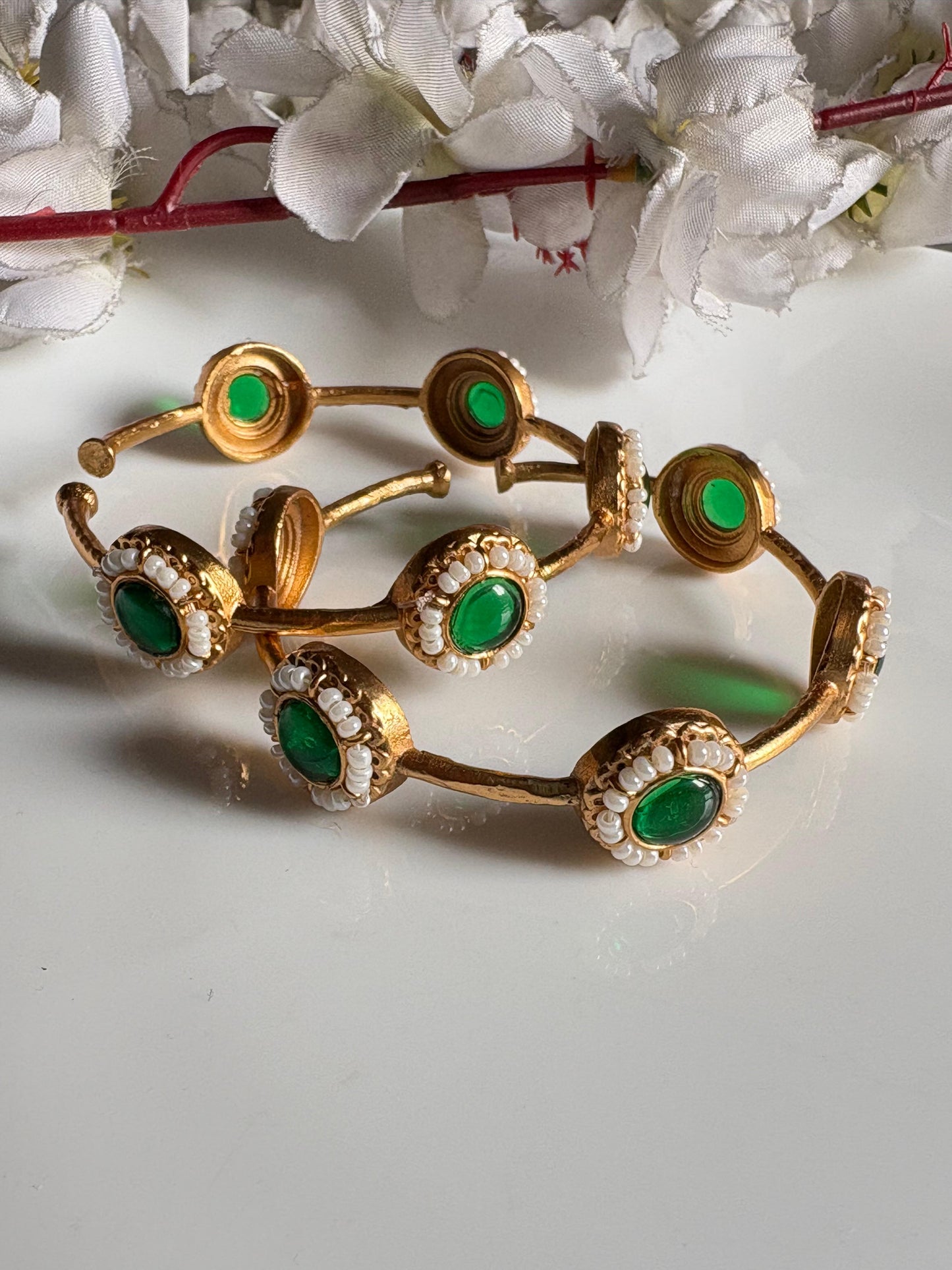 Golden Flexible Stone Bangles for Women | Handcrafted Ethnic Adjustable Bangles