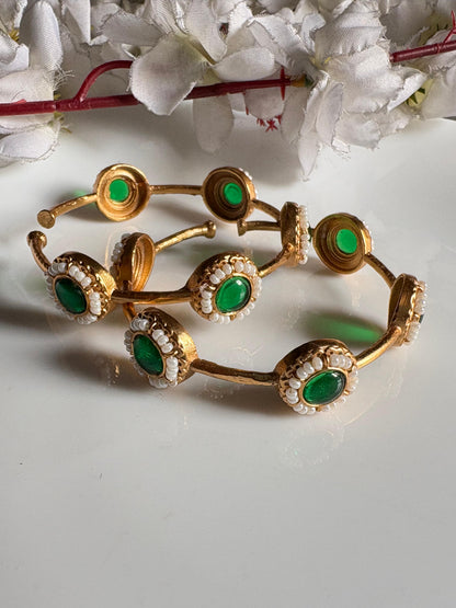 Golden Flexible Stone Bangles for Women | Handcrafted Ethnic Adjustable Bangles