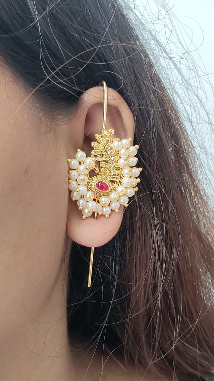 Mayur Pearl Kaan Earcuff | Buy Bahubali Earrings Online India