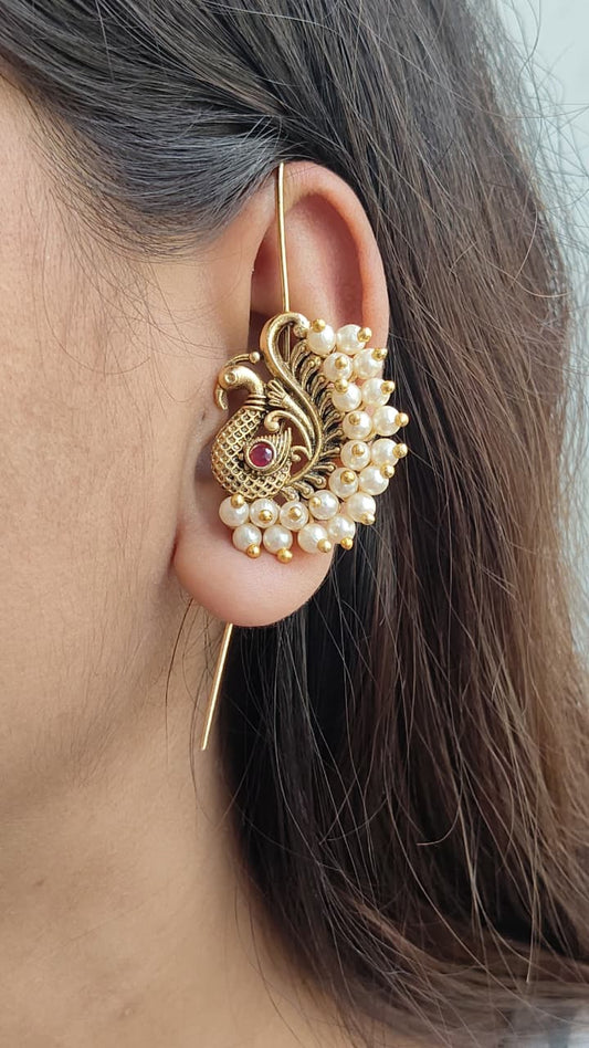 Mayur Pearl Kaan Earcuff | Buy Bahubali Earrings Online India