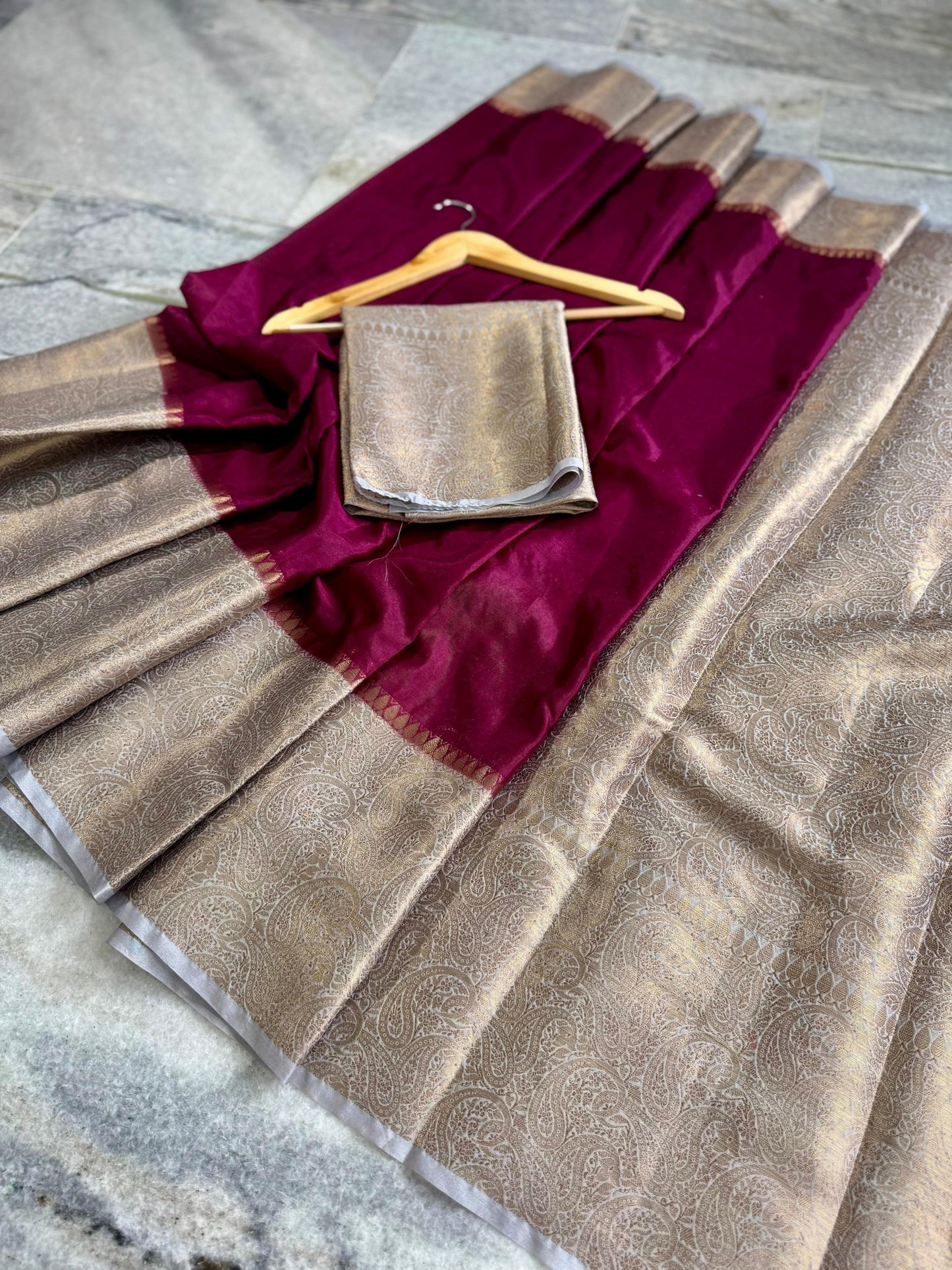 Banarasi Dyble Dupion Silk Saree with Contrast Jacquard Border & Pallu | Premium Festive Collection 2025