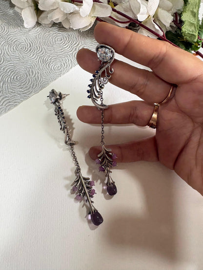 Vine Mist Stone Crystal Long Statement Earrings for Women Online