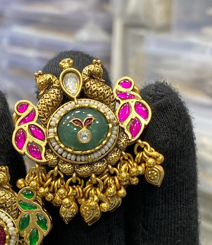 Alankrent Nupura Heritage Adjustable Kundan Ring – Available in Ruby Red & Emerald Green