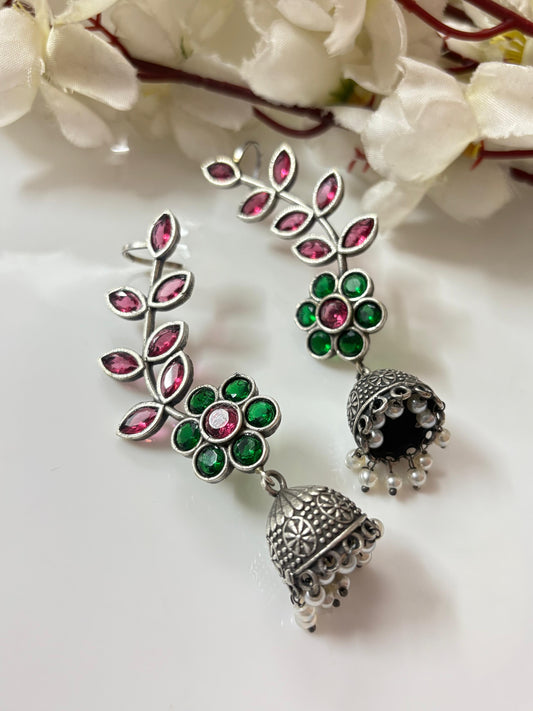 Stone Flower Earcuffs – Elegant Floral Stone Design | Trendy Indian Jewellery by Alankrent Luxe