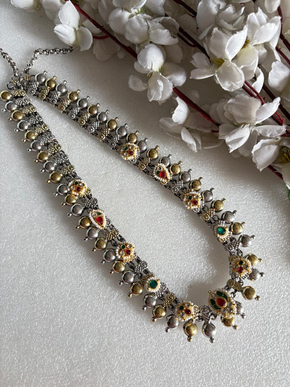 Kolhapuri Dualtone Long Necklace by Alankrent