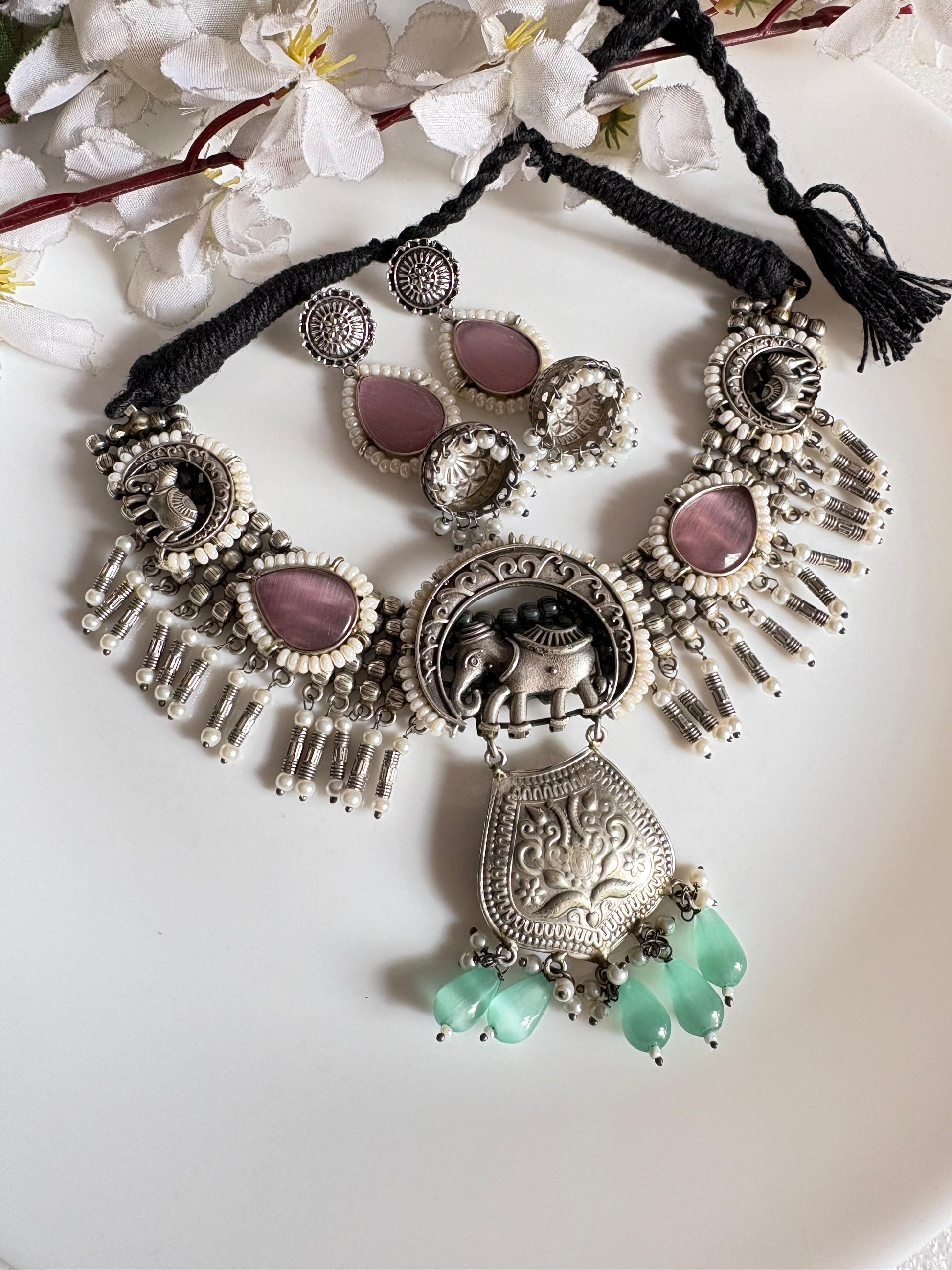 Elephant Hasli Jhumka Set - Alankrent Luxe