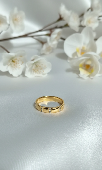 AuraProof LumiBand Ring | Anti-Tarnish 18K Gold Plated Band | Waterproof 316L Stainless Steel