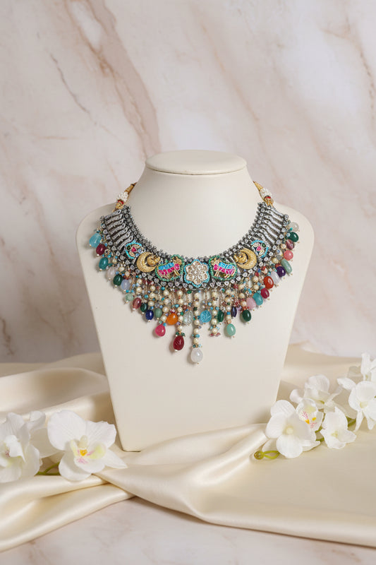 RangNoor Cascade Pacchi Kundan Choker | Premium Multicolor Statement Necklace | Festive Jewellery