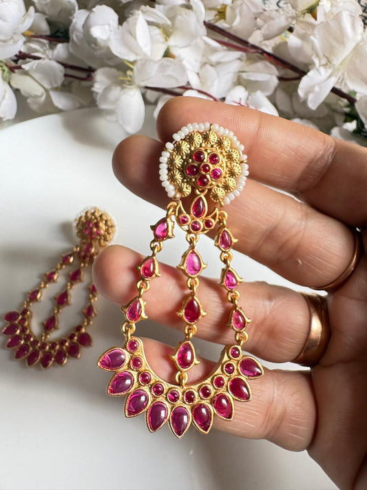 Meenakshi Meena Stone Danglers | Kundan Inspired Statement Earrings