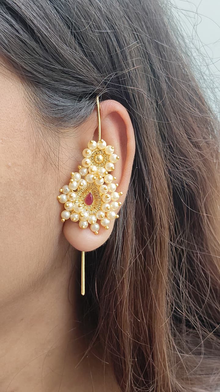 Mayur Pearl Kaan Earcuff | Buy Bahubali Earrings Online India
