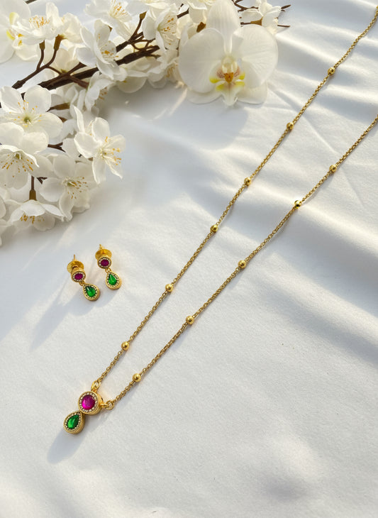 Jadtar 1 Gram Gold Tanmaniya Pendant Set | Traditional Kundan Necklace Design