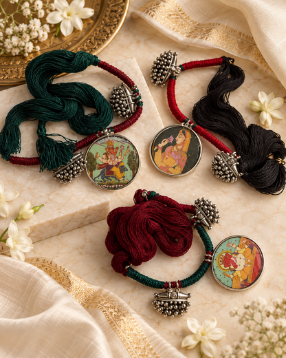 Chitrakala Hand-Painted 2 Pench Thread Necklace | Traditional Indian Necklace