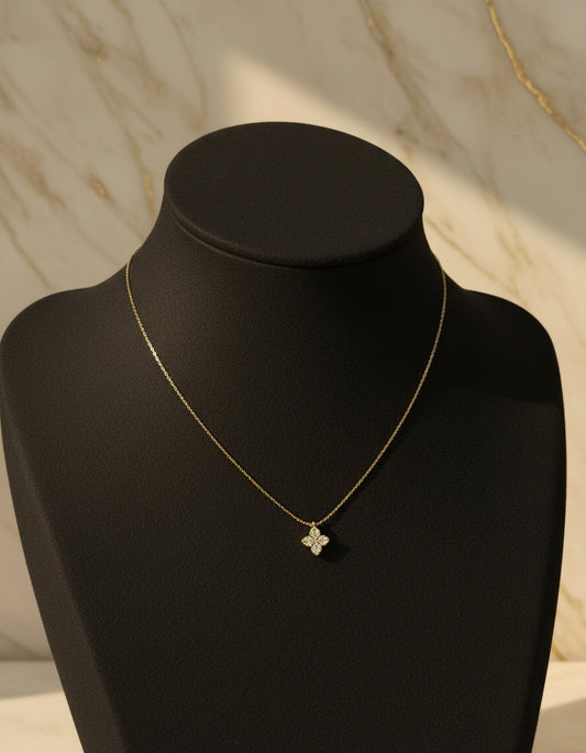 Petite Royale SnowBloom Necklace – Dainty Anti-Tarnish Gold Necklace for Women | Minimal Daily Wear