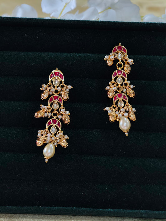 Naeyra Pacchi Kundan Pearl Drop Earrings Bollywood Inspired Bridal Wedding | Premium Indian Jewellery