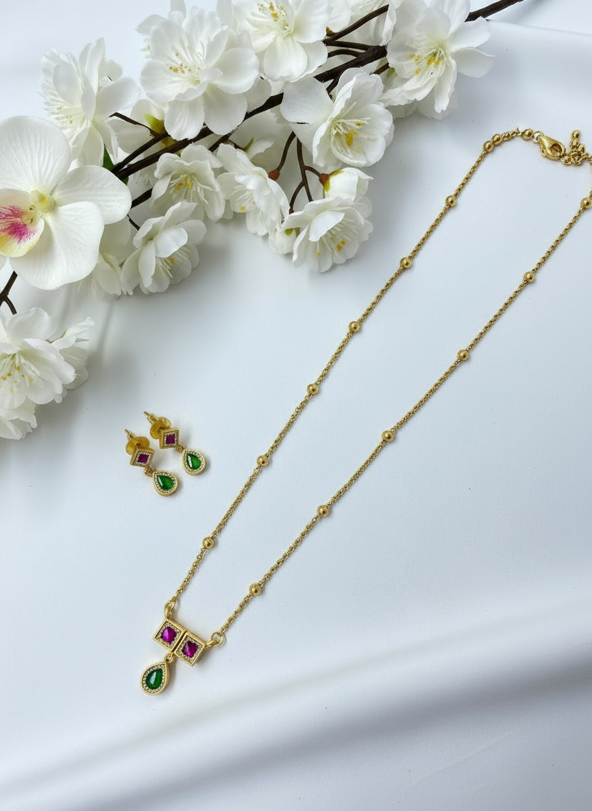 Jadtar 1 Gram Gold Tanmaniya Pendant Set | Traditional Kundan Necklace Design